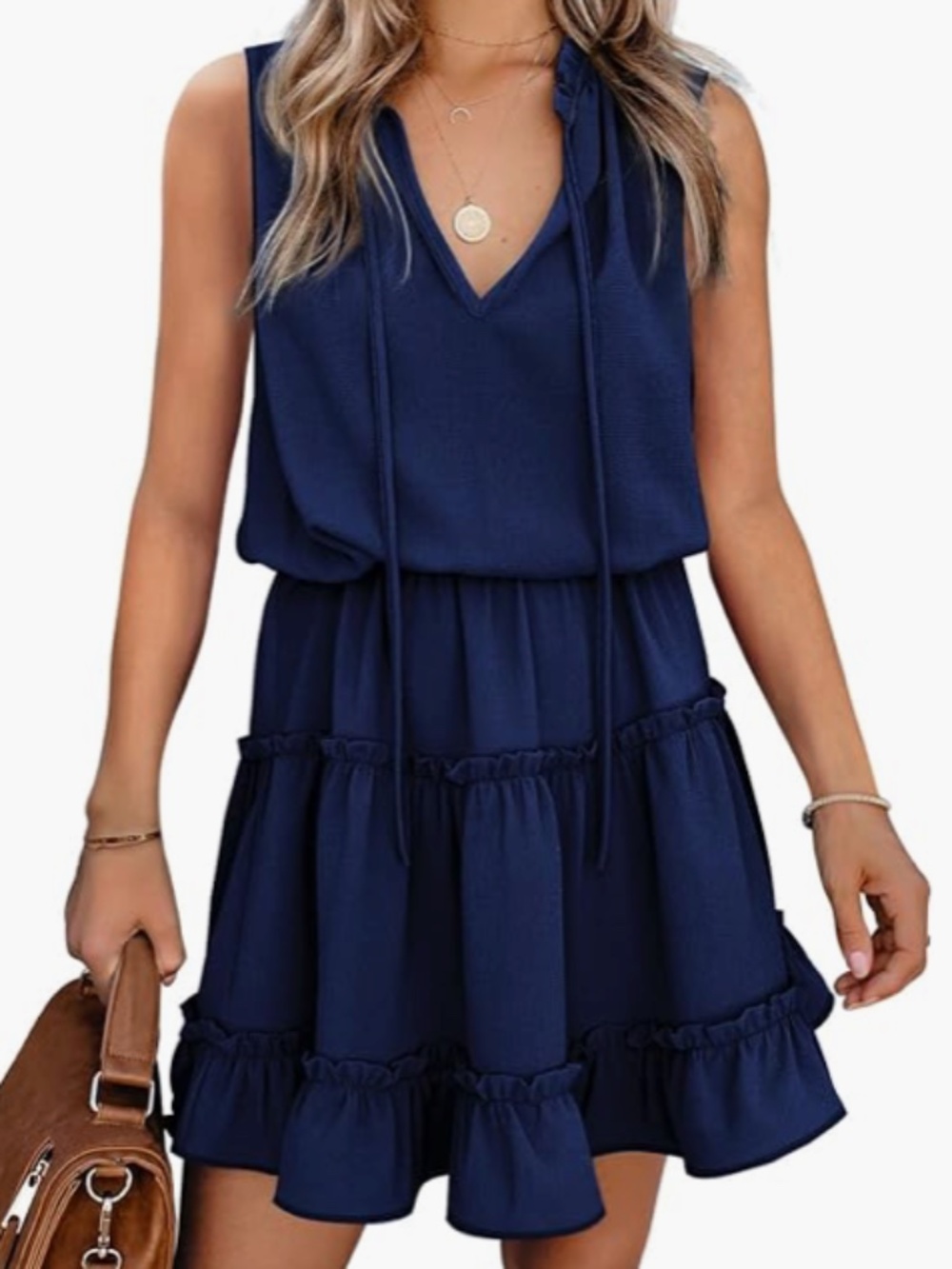 Amazon Mini Swing Shift Dress V-Neck Loose Fit Size L